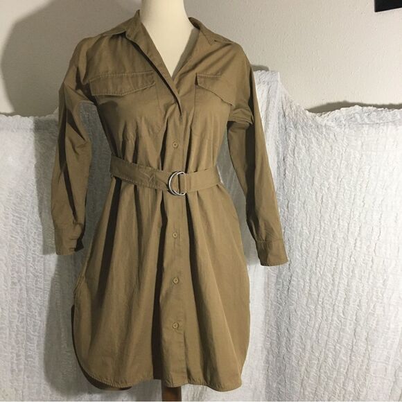 GAP Dark Tan Shirt Dress Size S Petite - Picture 1 of 16